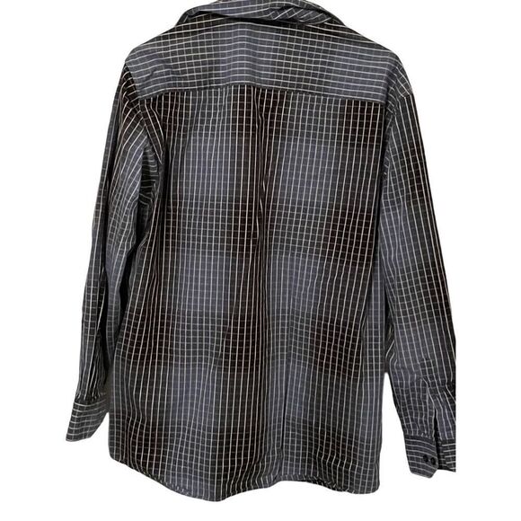 Crazy Horse Mens White & Black Grid Print Long-Sleeve Button-Down Shirt Large - Picture 6 of 16